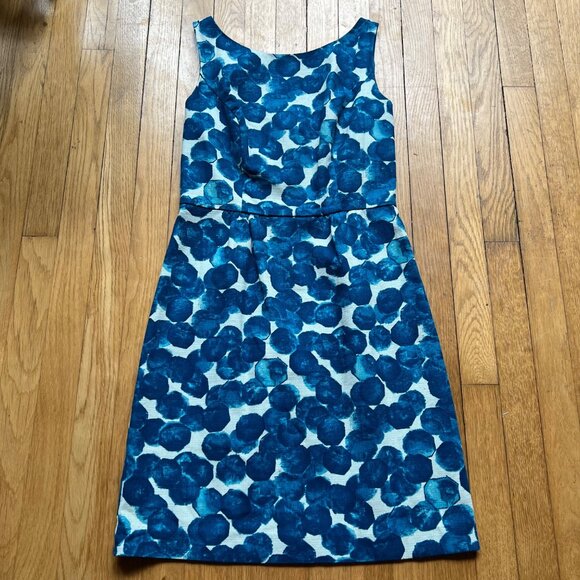 Anthropologie Tabitha Size 4 Blue Watercolor Gems Dot Sleeveless Sheath Dress - Picture 2 of 12